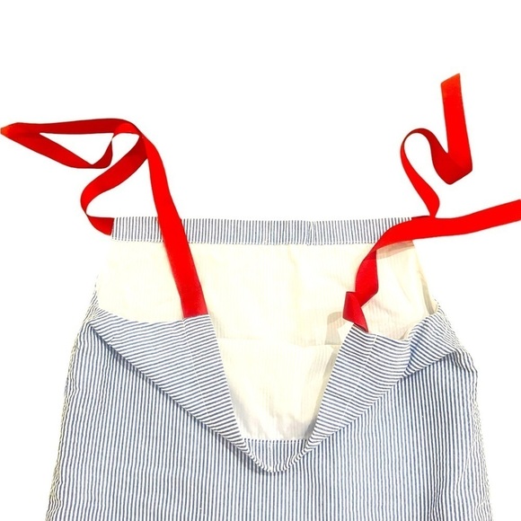 CPC Classic Prep blue seersucker dress lined red tie straps lobster pocket sz 3t - Picture 4 of 7